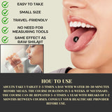 QG group Shilajit Tablets 200mg on a wooden table