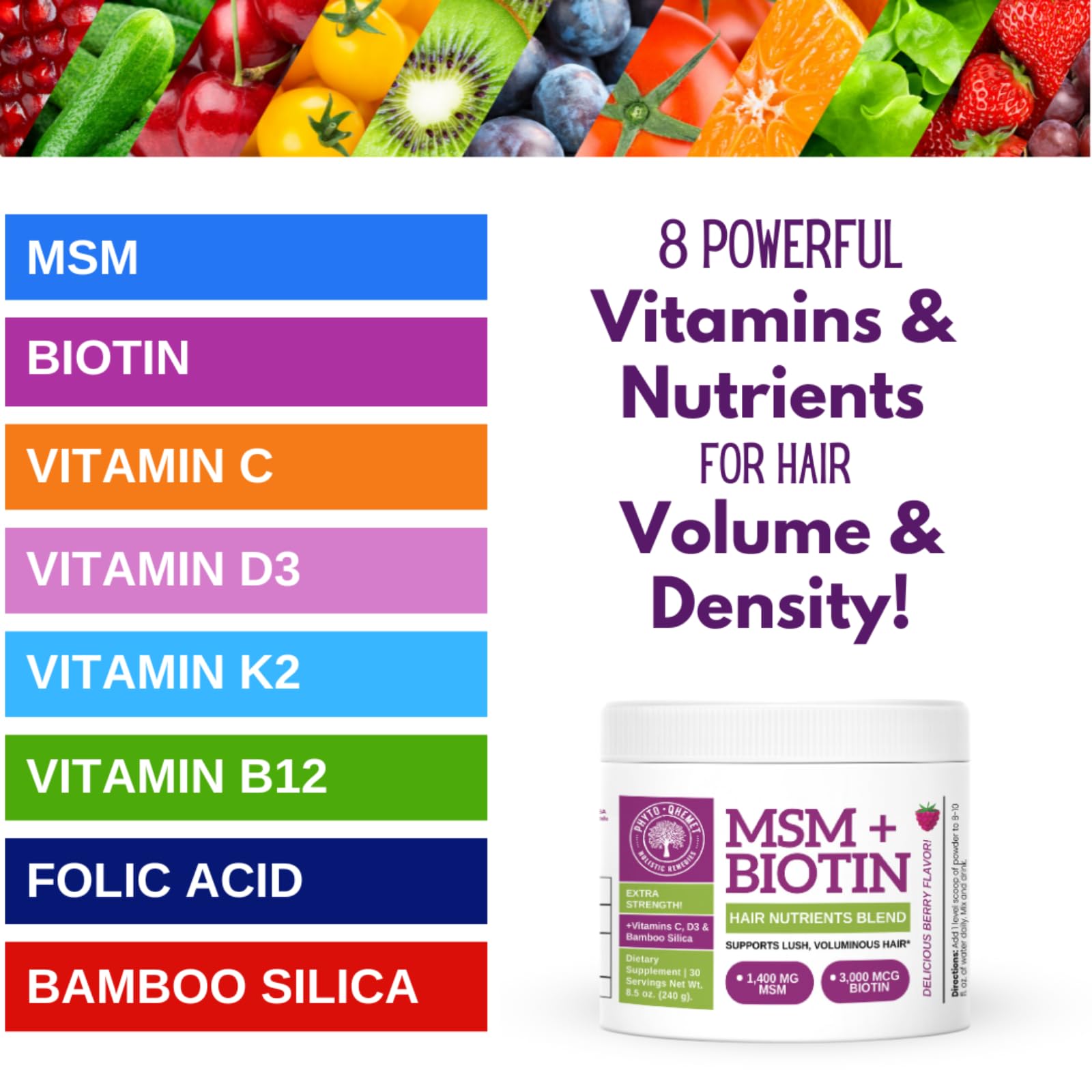Qhemet Biologics MSM + Biotin Hair Nutrients Blend mixed with water