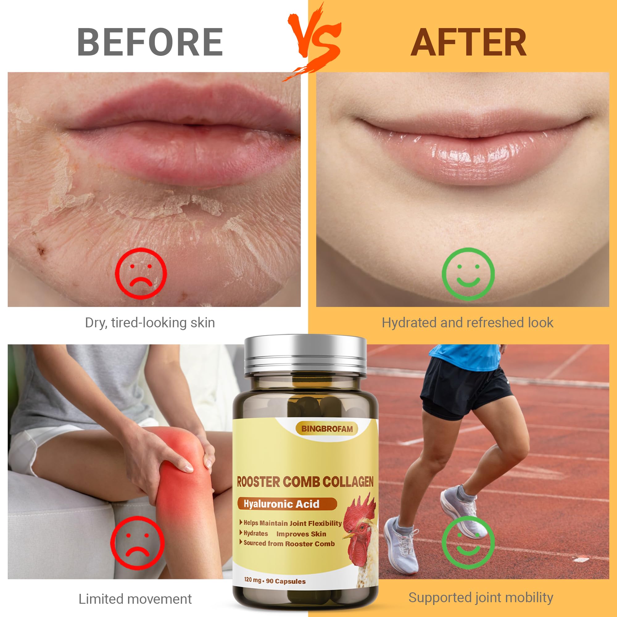QIFEISHANKA Rooster Comb Collagen Capsules bottle with label