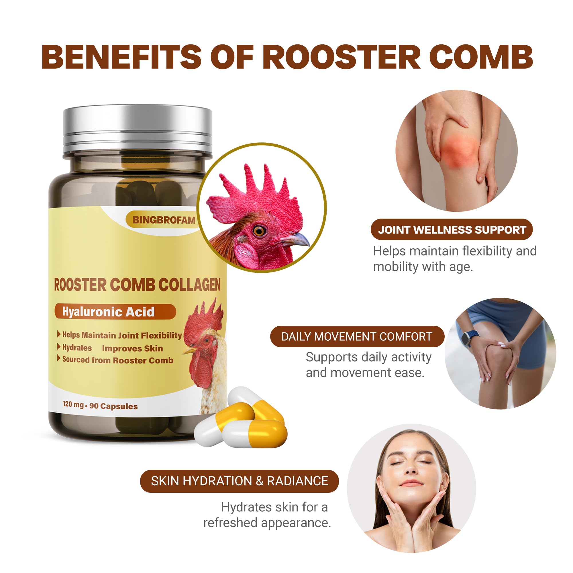 QIFEISHANKA Rooster Comb Collagen Capsules side view