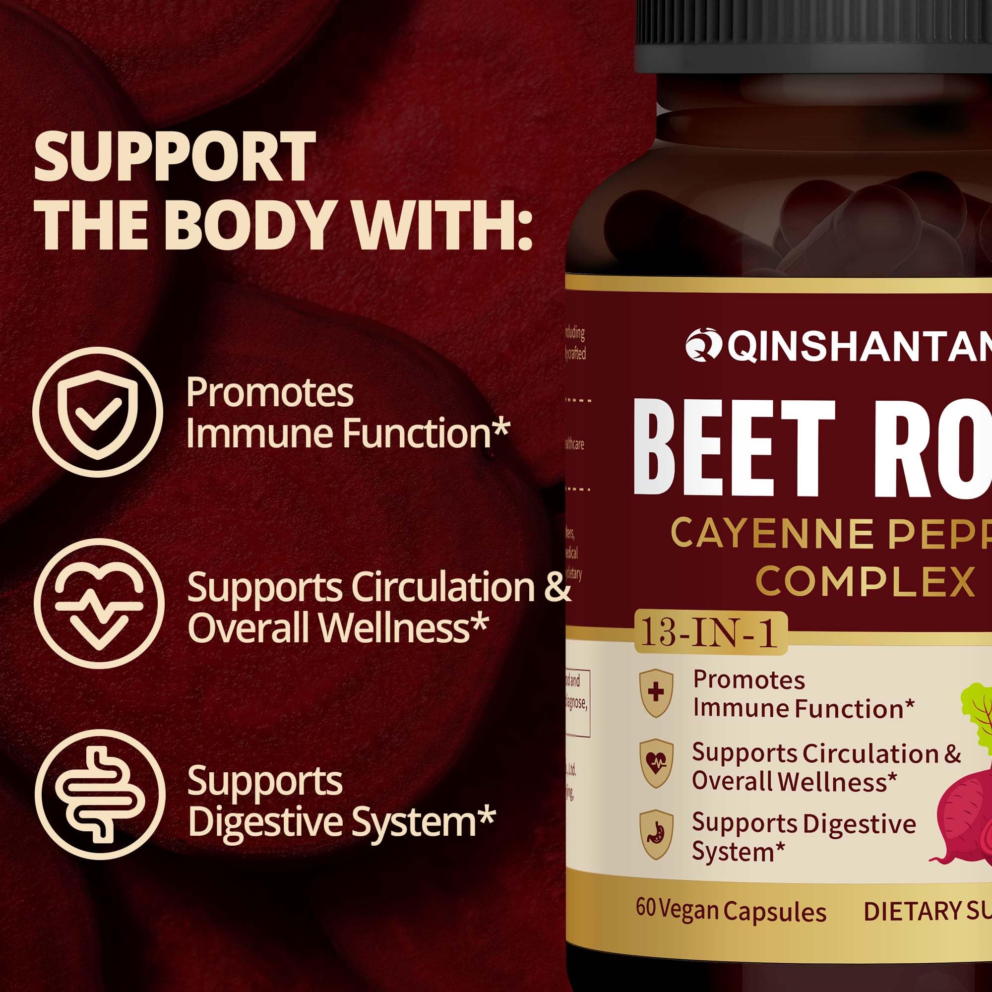 QIN SHAN TANG Beetroot Supplement bottle side view