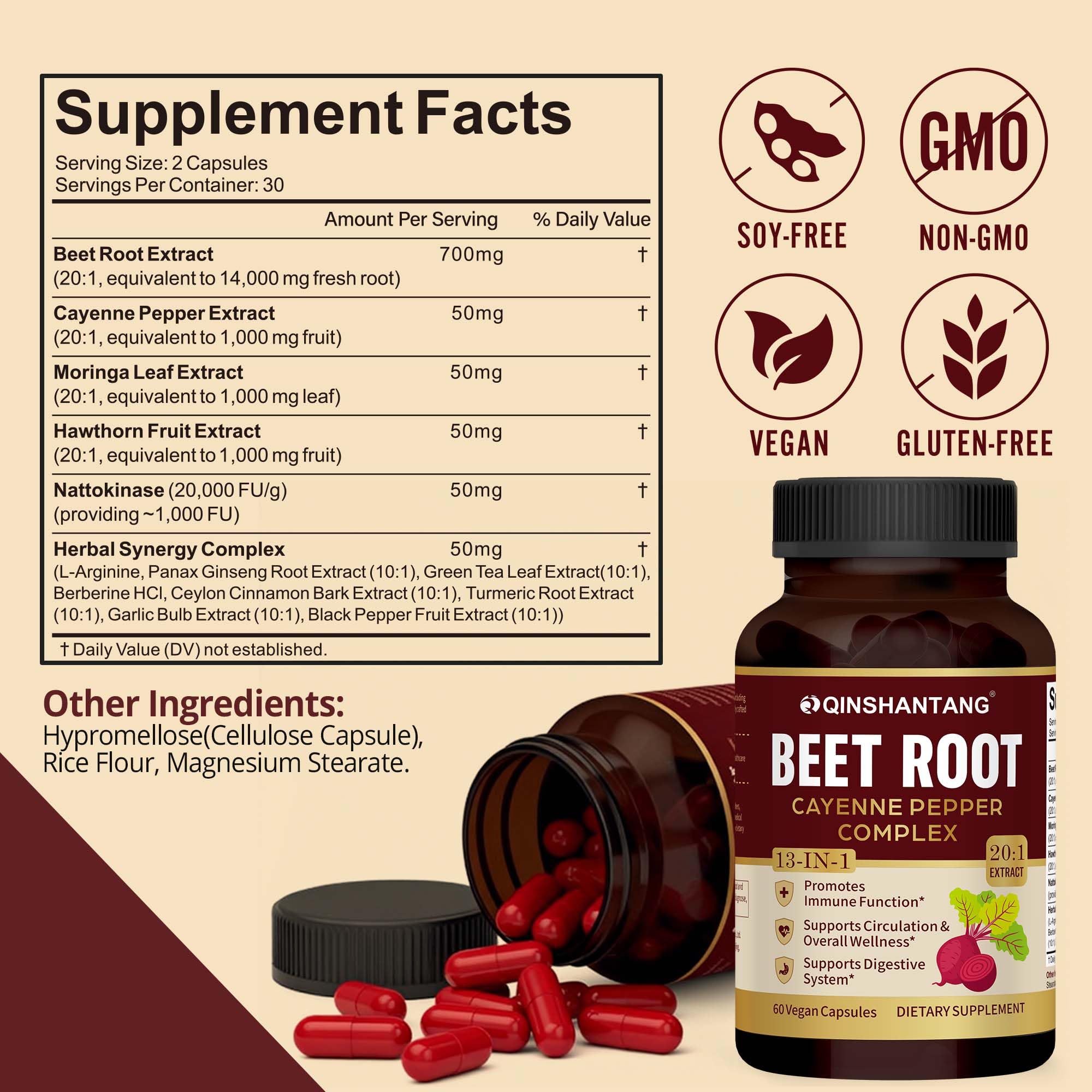 QIN SHAN TANG Beetroot Supplement capsules close-up