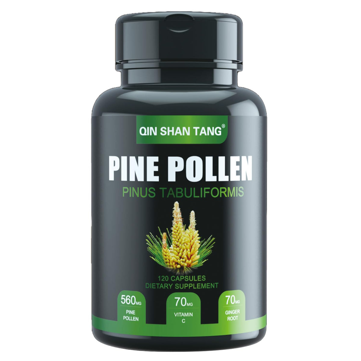 QIN SHAN TANG Pine Pollen Capsules front view with packaging