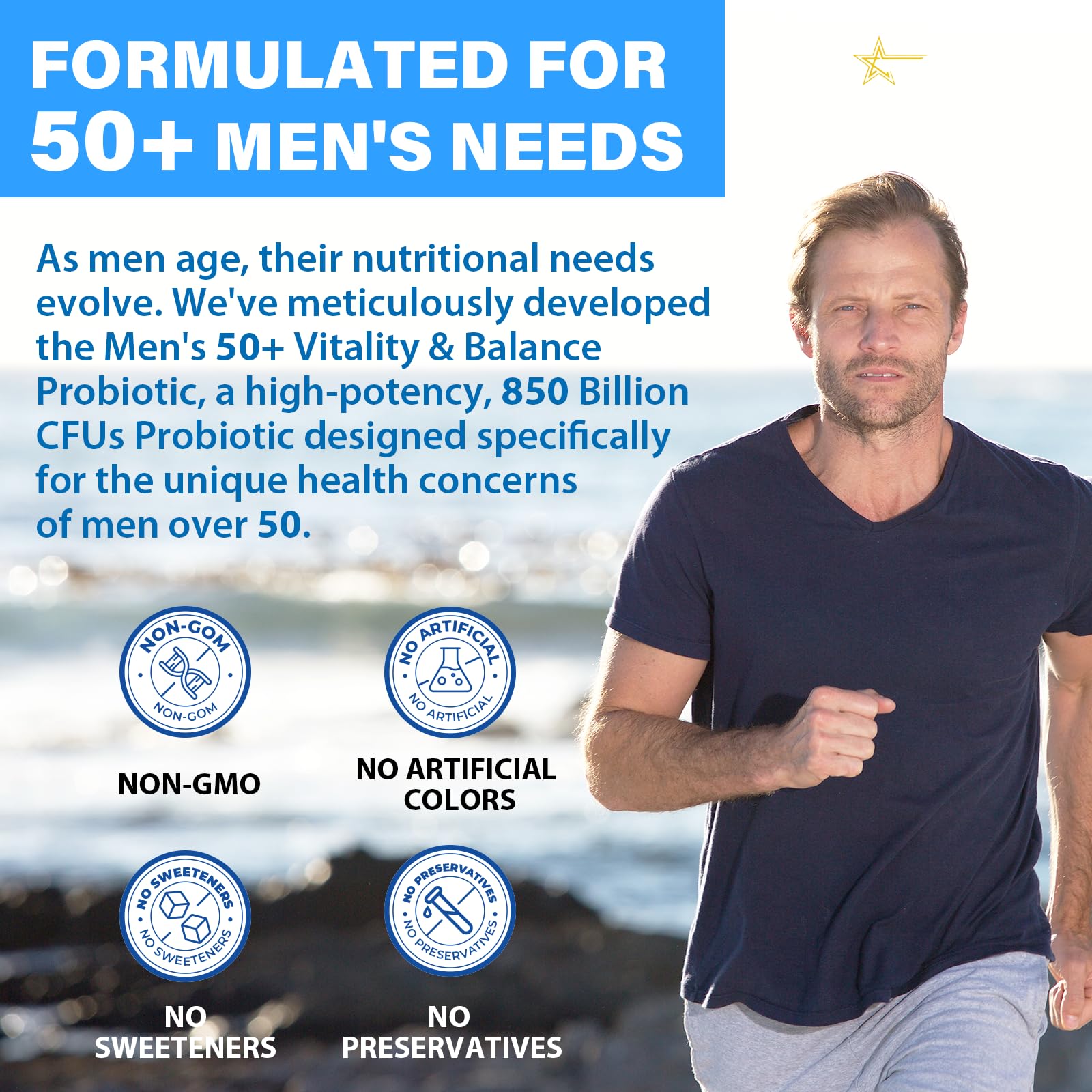 QIVERNAMY Men's 50+ Probiotic on a kitchen counter