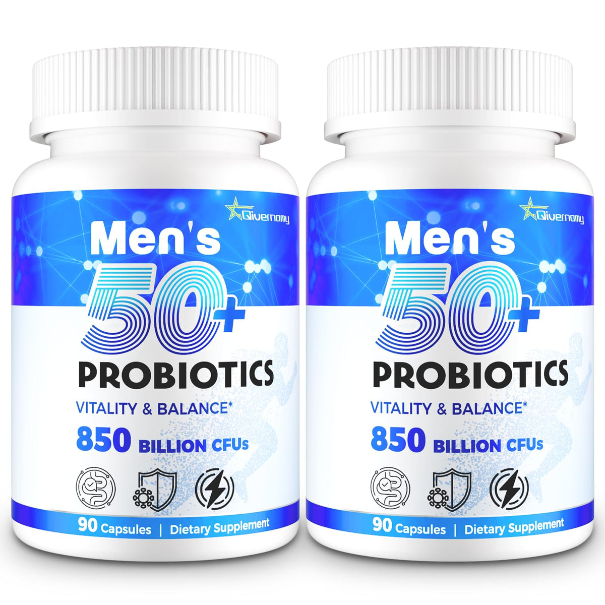 QIVERNAMY Men's 50+ Vitality & Balance Probiotic bottle front view