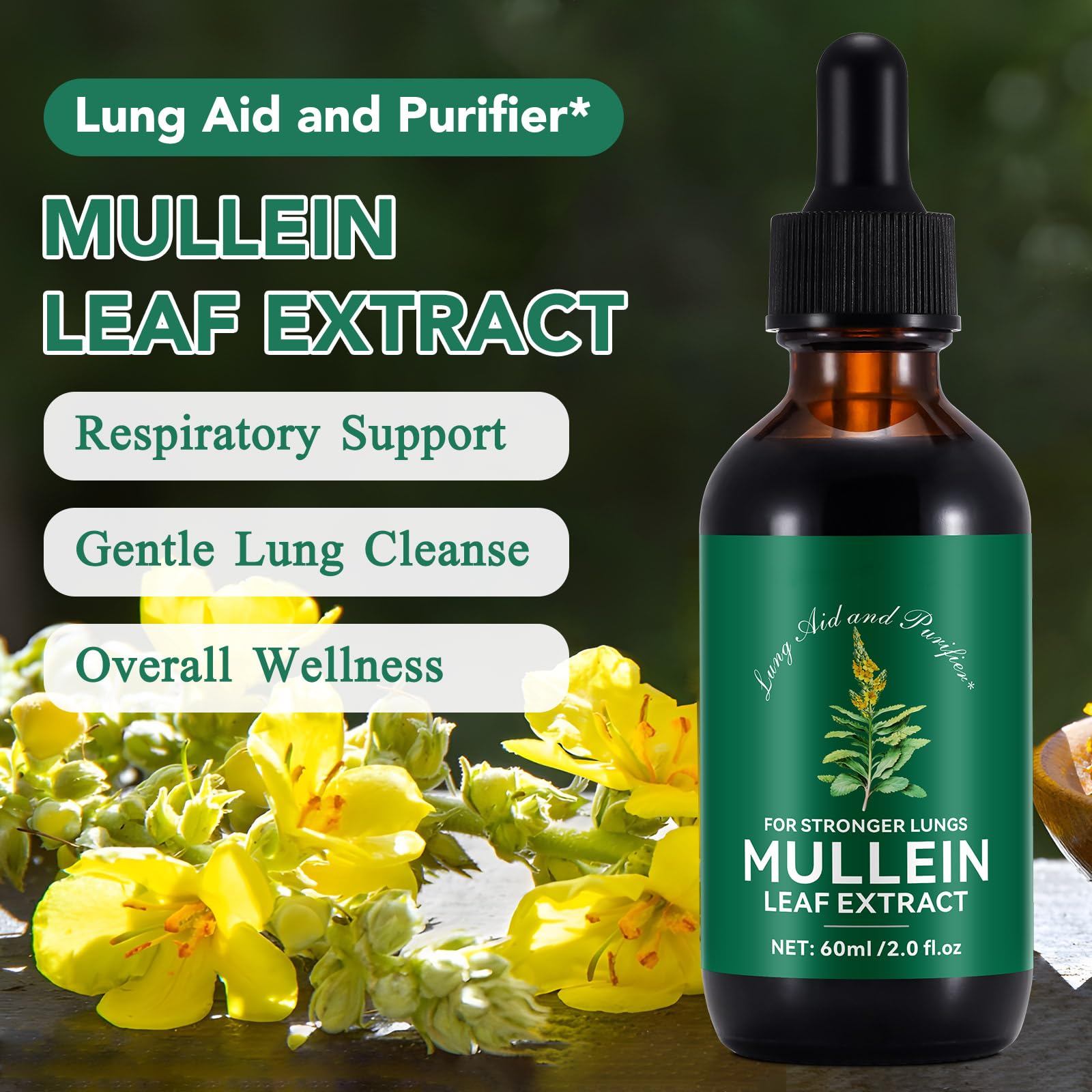 QJCWXIAOX Mullein Leaf Drops liquid dropper