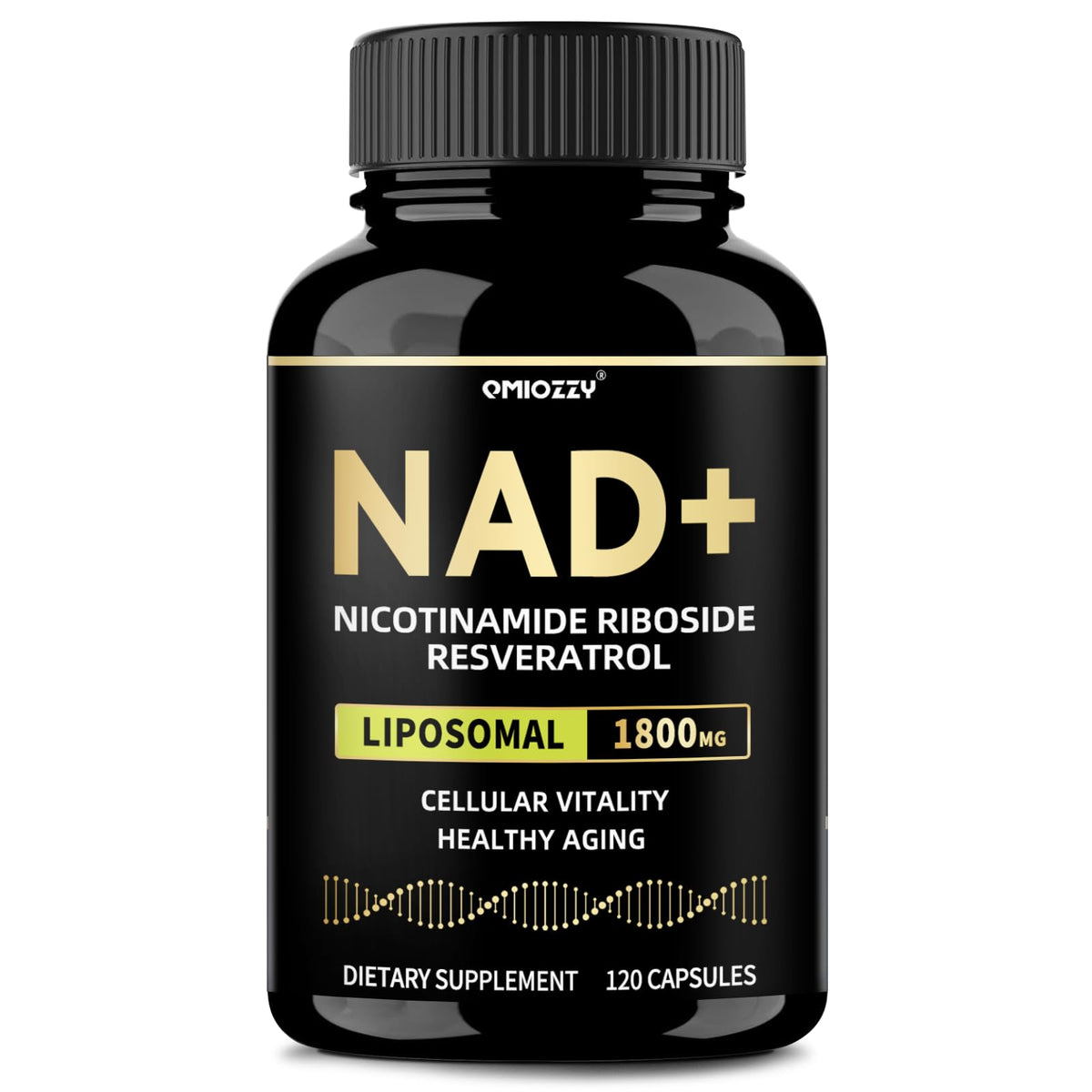 Qmiozzy NAD+ Resveratrol Supplement front view packaging