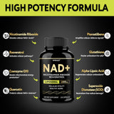 Qmiozzy NAD+ Resveratrol Supplement opened bottle showing capsules
