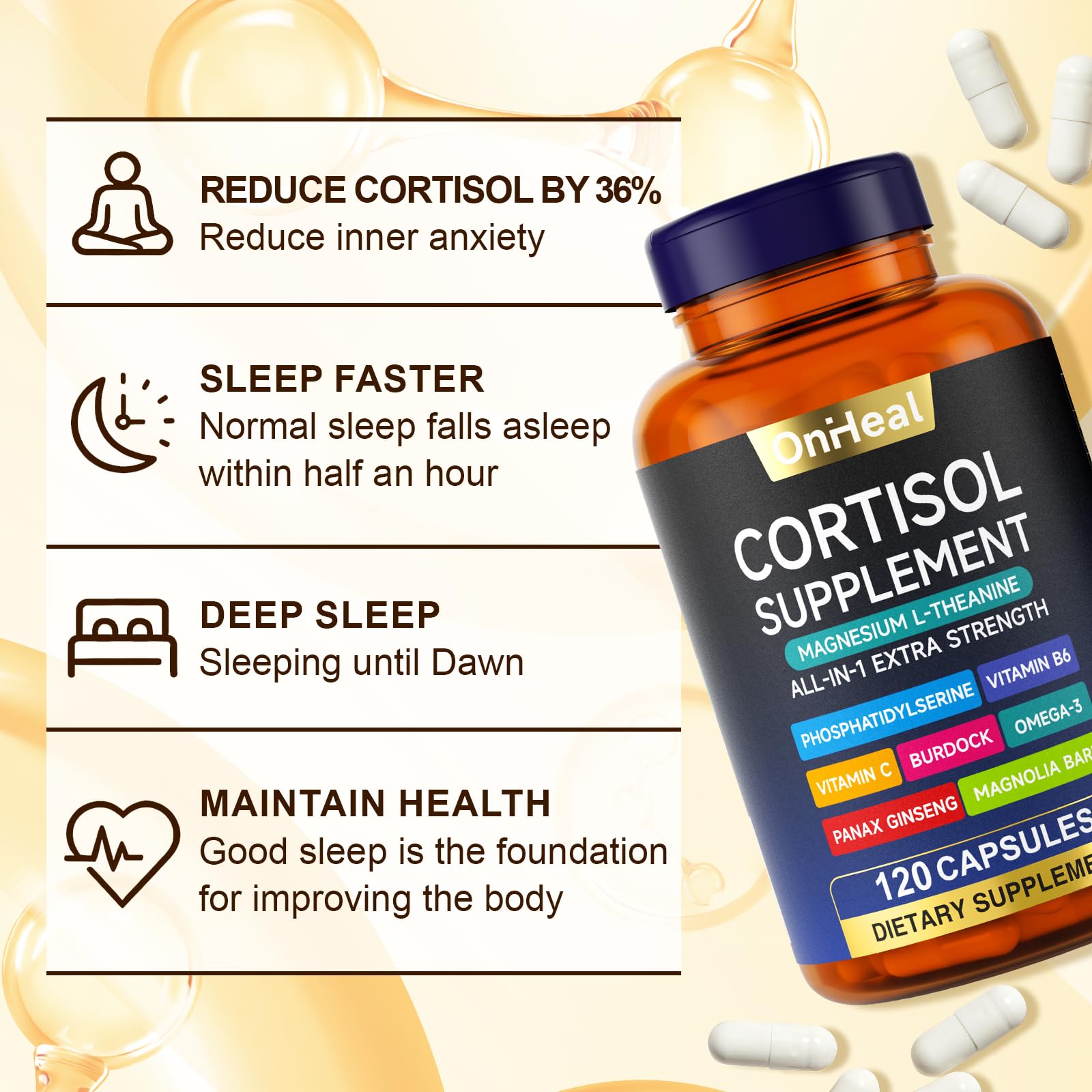 Qsbon Sleep Supplement Capsules back view with ingredient list