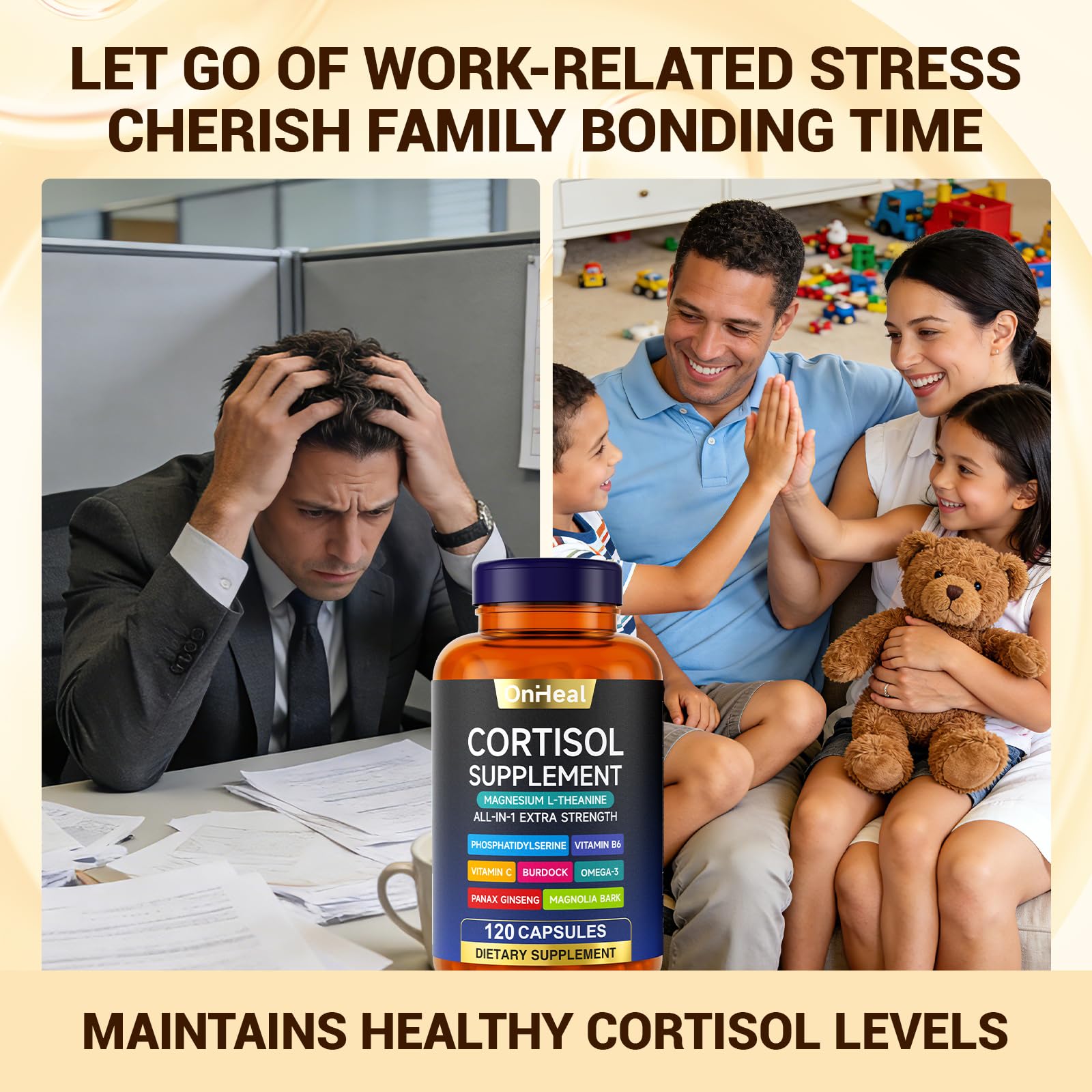 Qsbon Sleep Supplement Capsules lifestyle scene with a daily wellness setting