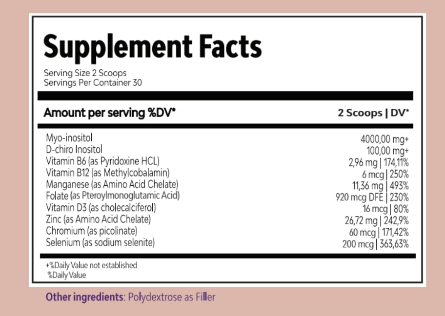 QSTA Inositol FEM 9-in-1 Supplement 4100mg product label
