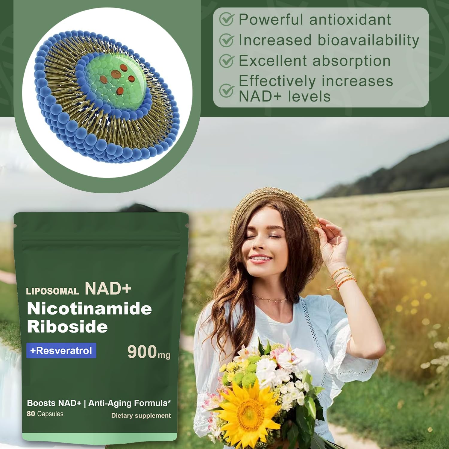 Quackiki NAD+ Capsules showing liposomal technology