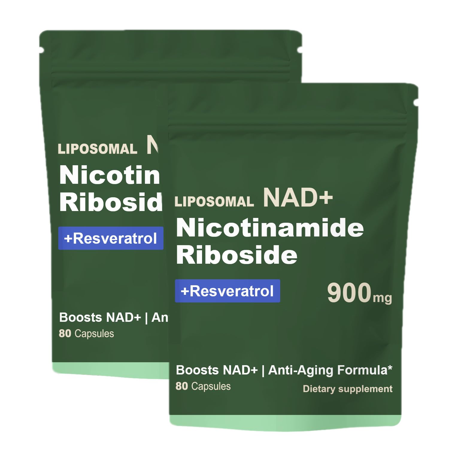 Quackiki NAD Nicotinamide Riboside Resveratrol 900 MG Capsules front view