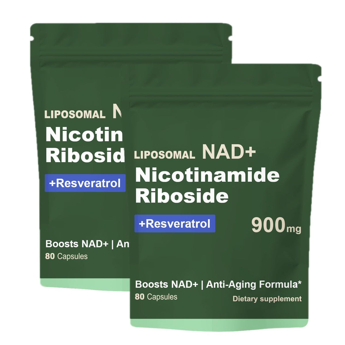 Quackiki NAD Nicotinamide Riboside Resveratrol 900 MG Capsules front view