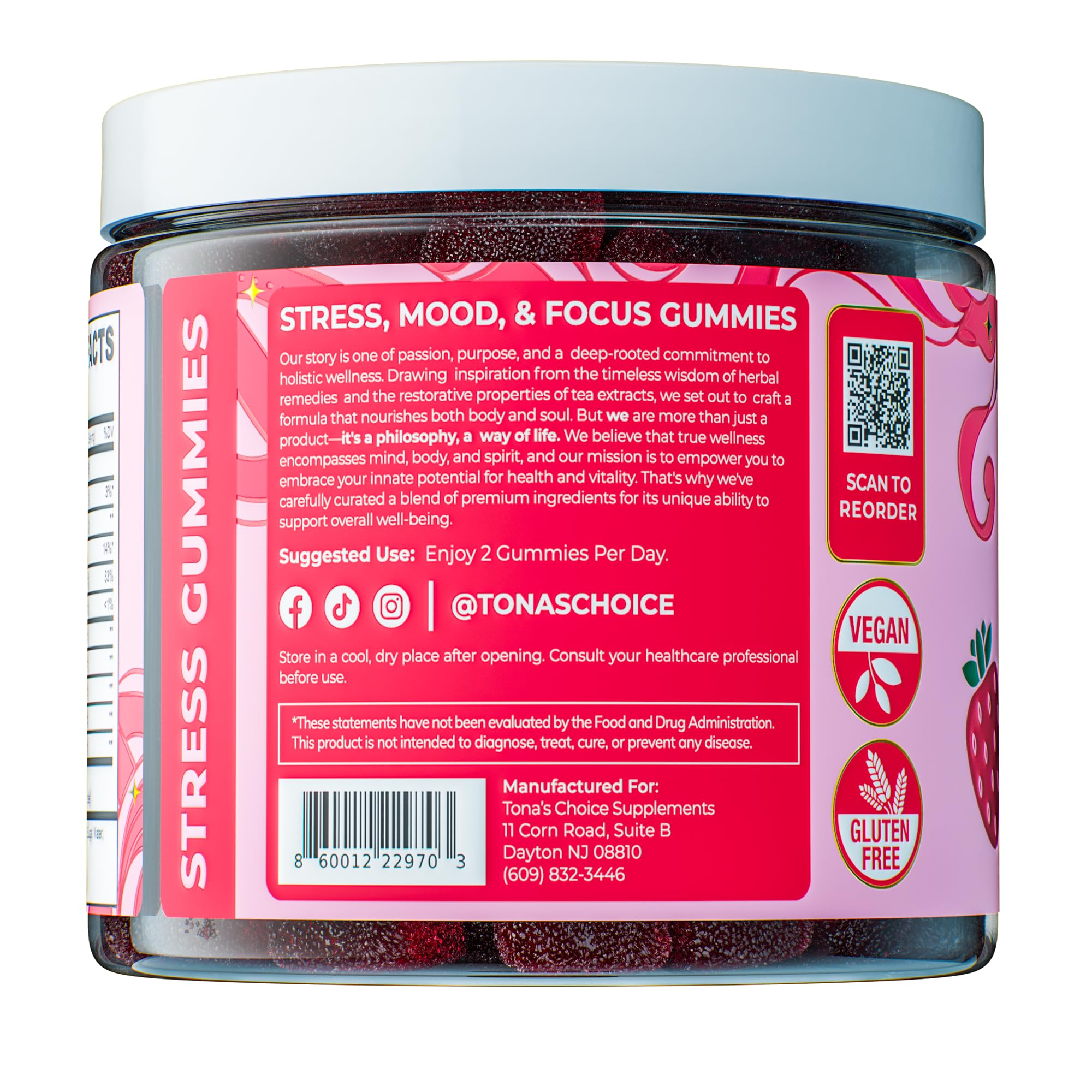 Quali-Tea daily wellness Gummies jar open with gummies visible