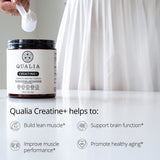 QUALIA LIFE SCIENCES Creatine+ scoop showing powder texture