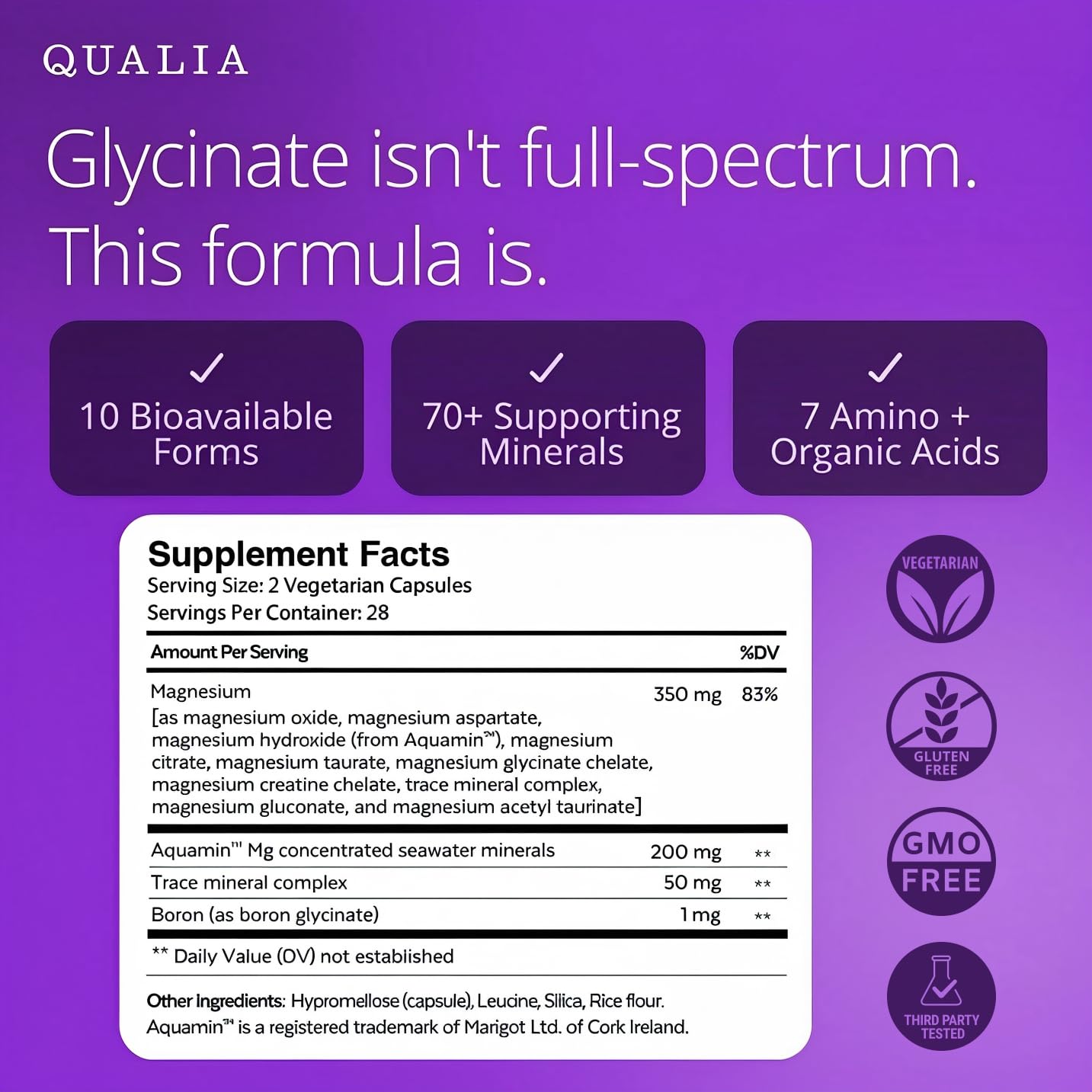 QUALIA LIFE SCIENCES Magnesium+ Supplement capsule close-up