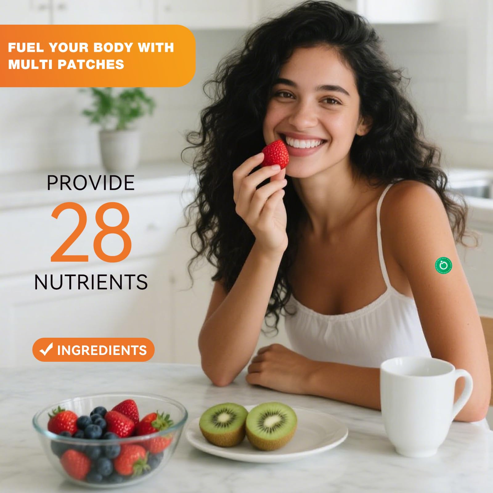 QualiLife Cinnamon Nutrient Patch on a hand