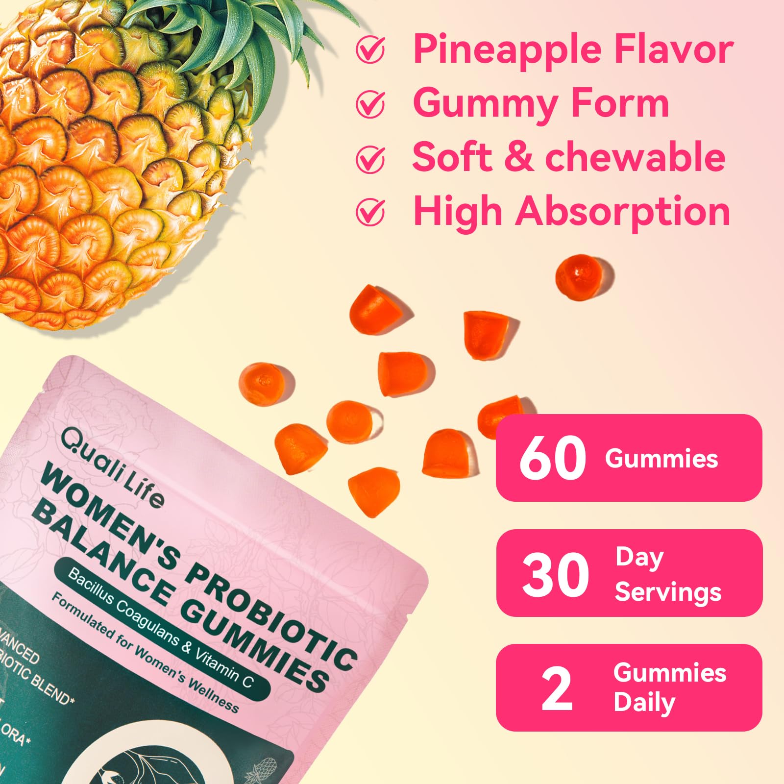 QualiLife Feminine Balance Gummies side view of pouch