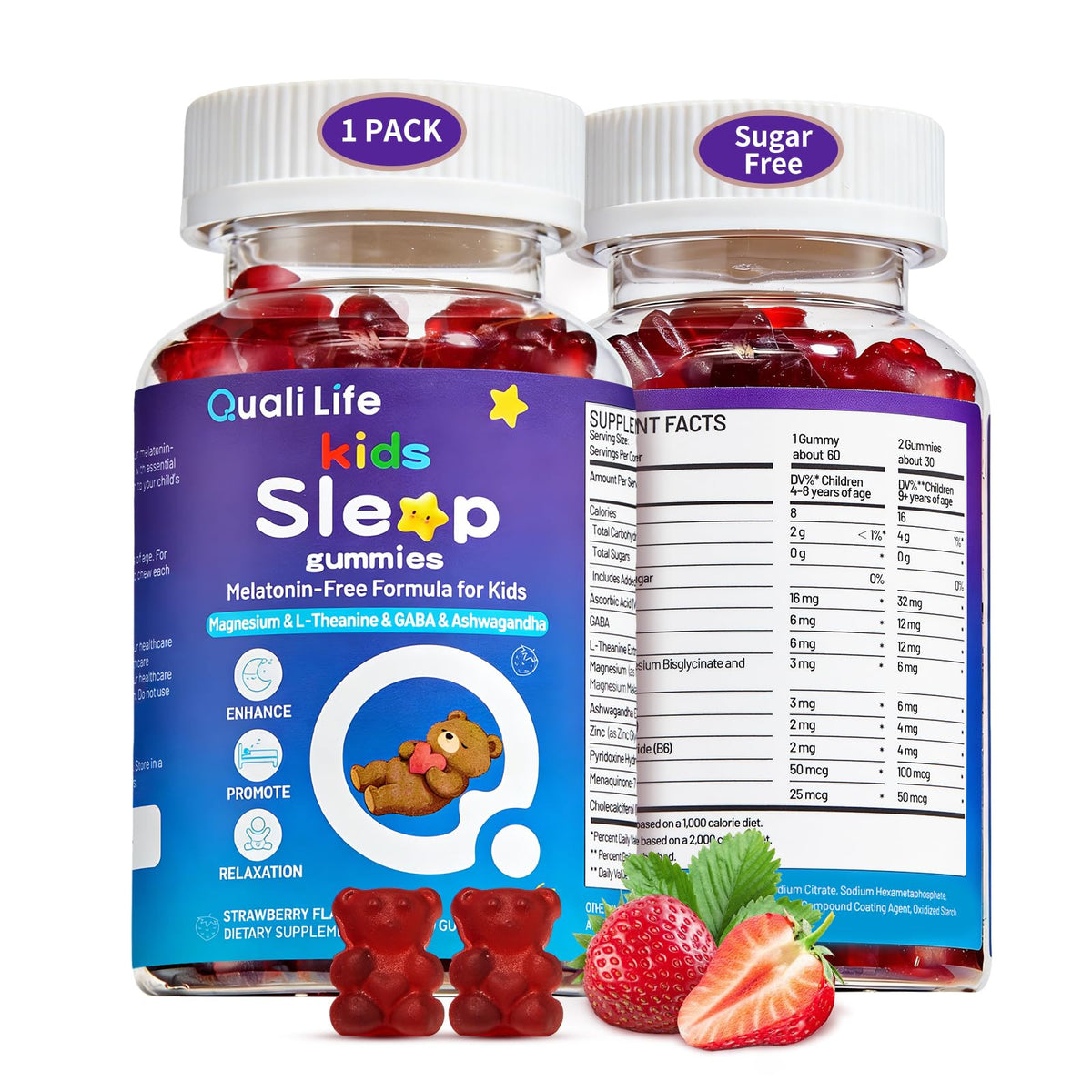 QualiLife Kids Sleep Gummies 200g front view with packaging