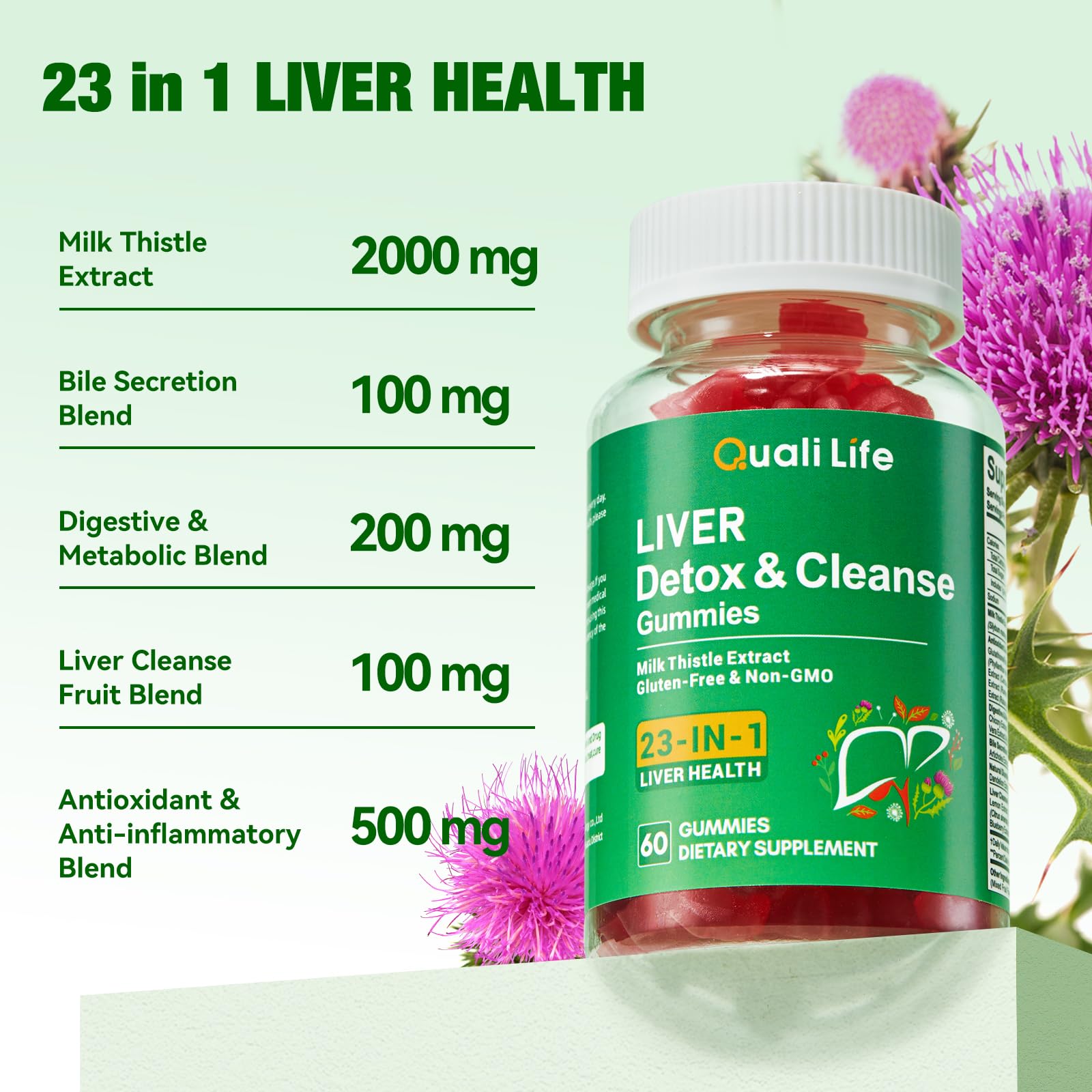 QualiLife Liver Support Gummies in hand for size reference