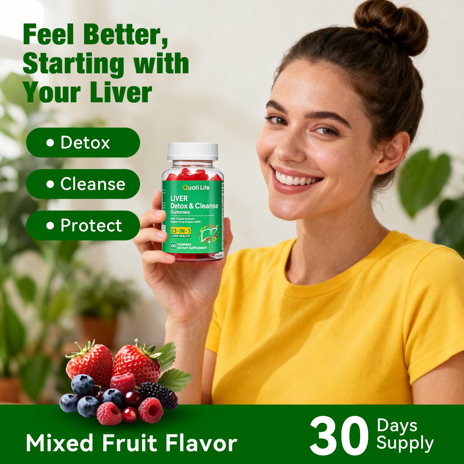 QualiLife Liver Support Gummies ingredients list close-up