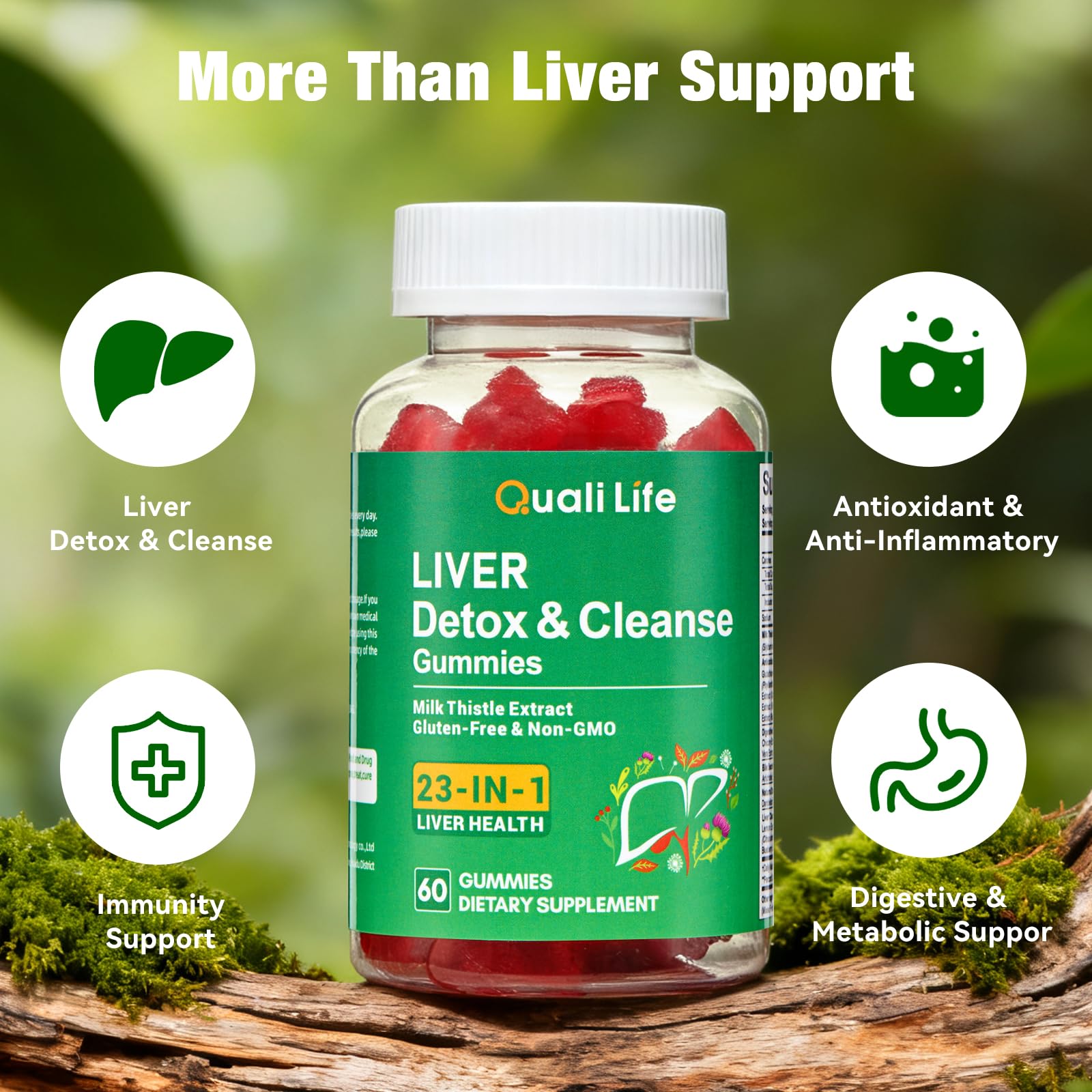 QualiLife Liver Support Gummies showing mixed fruit flavour