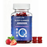 QualiLife Melatonin Free Sleep Gummies front view with packaging
