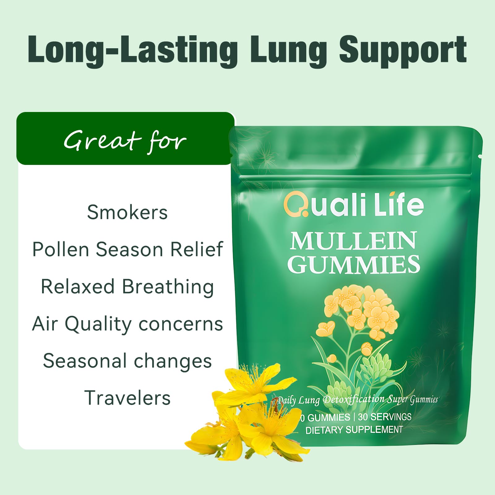 QualiLife Mullein Gummies side view packaging