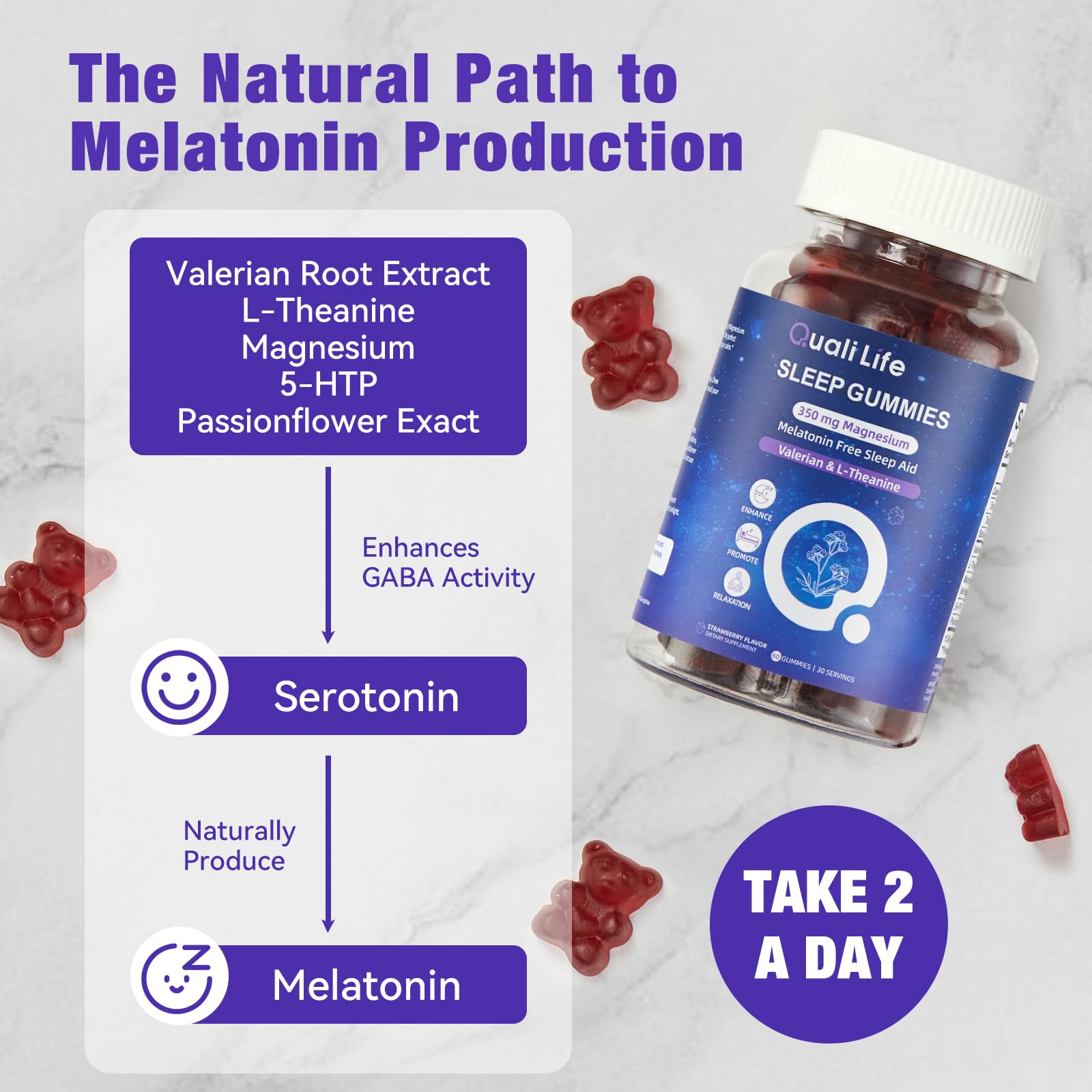 QualiLife Sleep Gummies with ingredients displayed