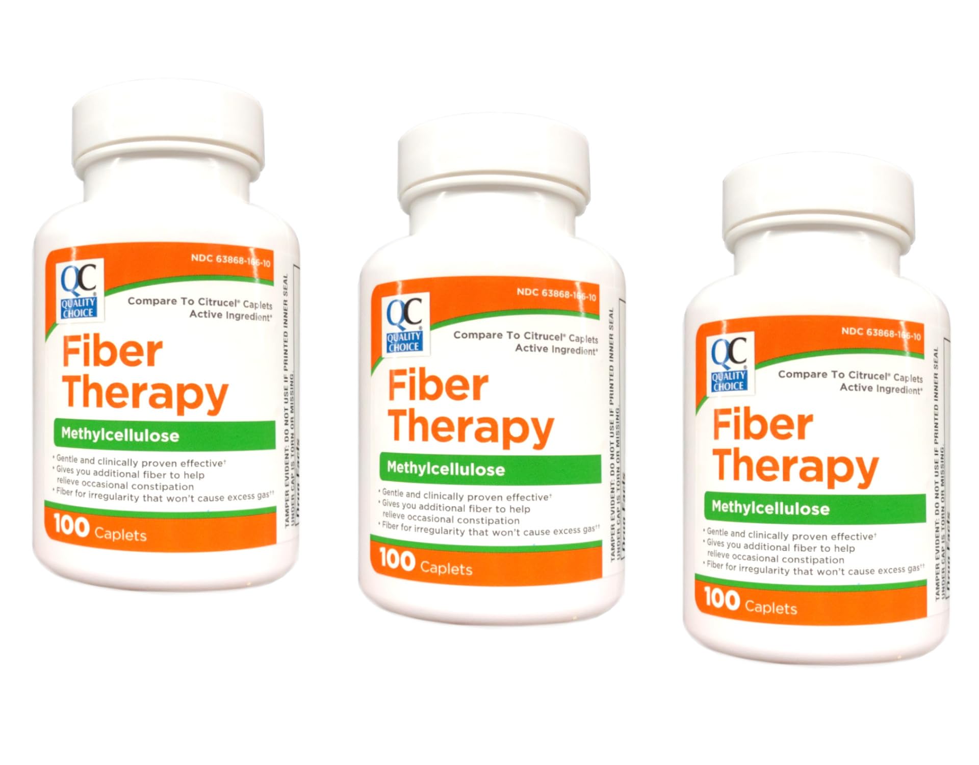 Quality Choice Fiber Therapy Caplets 500mg bottle front view
