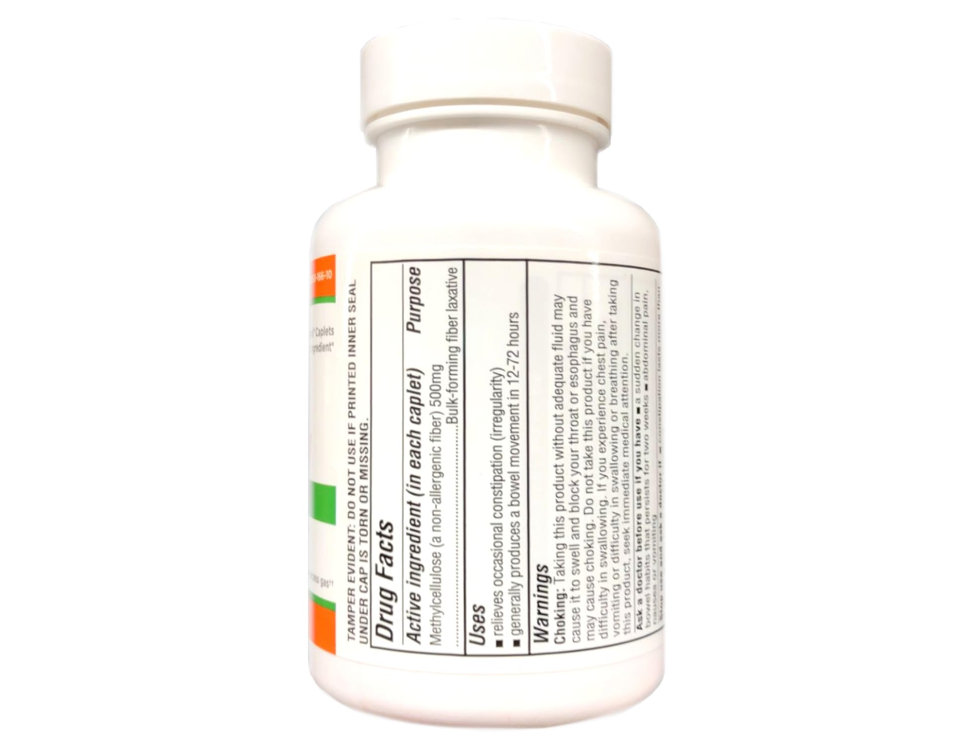 Quality Choice Fiber Therapy Caplets 500mg close-up of caplet
