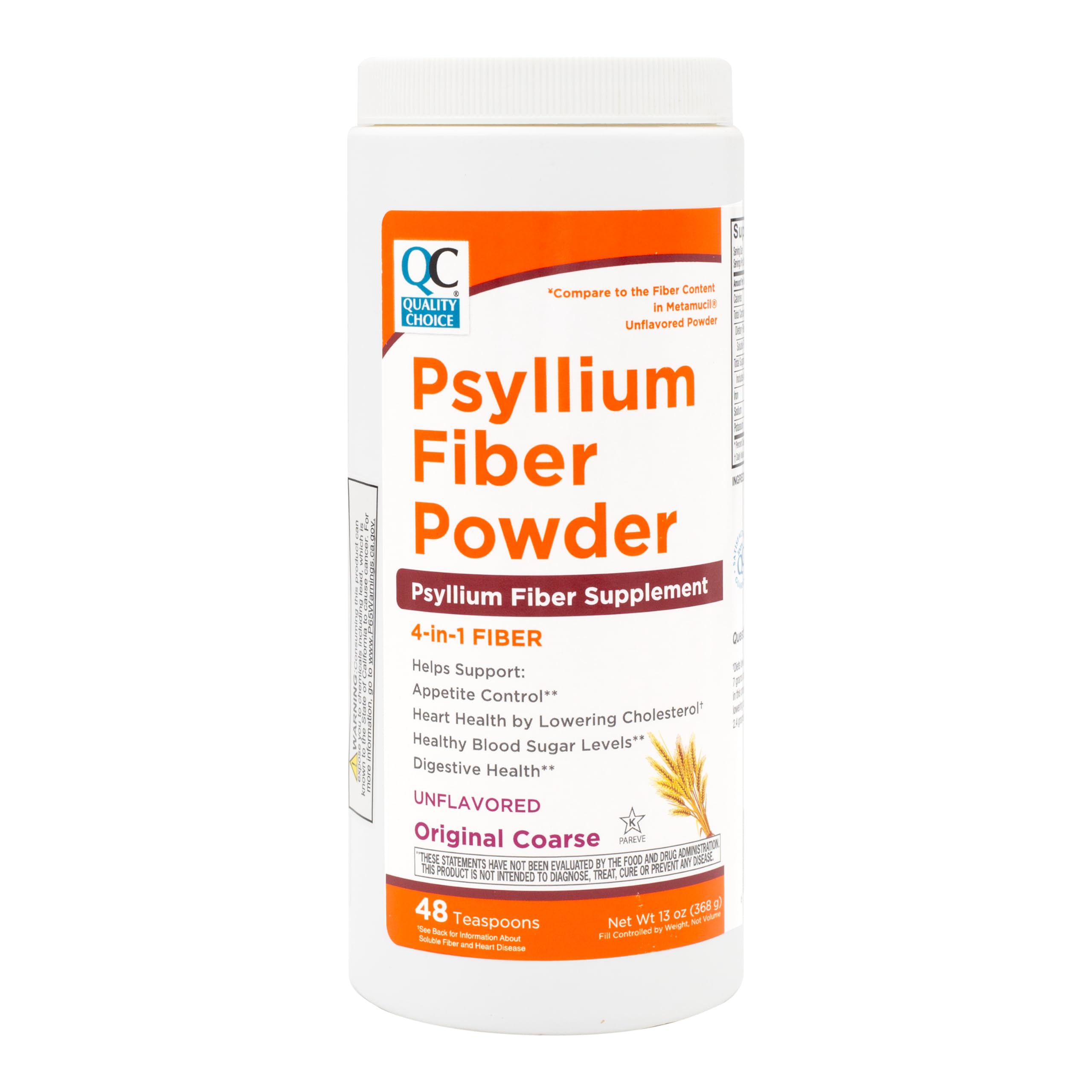 Quality Choice Psyllium Husk Fiber Powder 358g front view