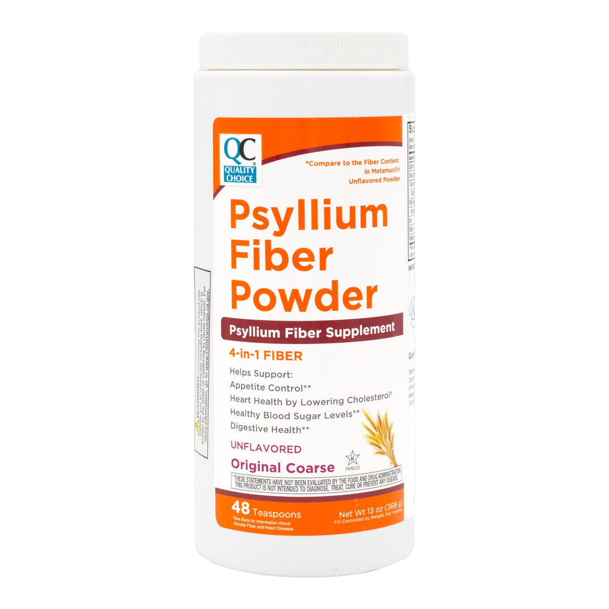 Quality Choice Psyllium Husk Fiber Powder 358g front view