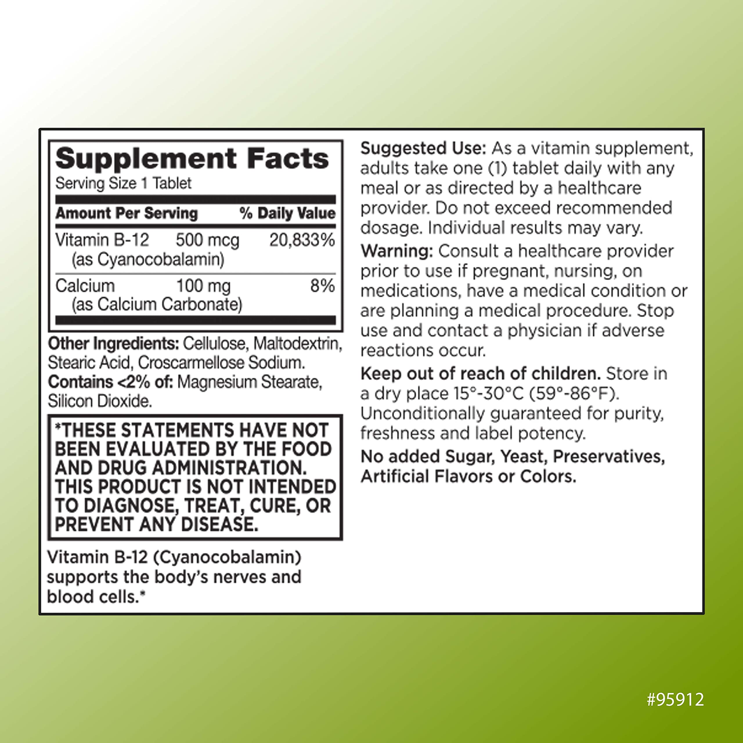 Quality Choice Vitamin B12 tablets close-up showing tablet form
