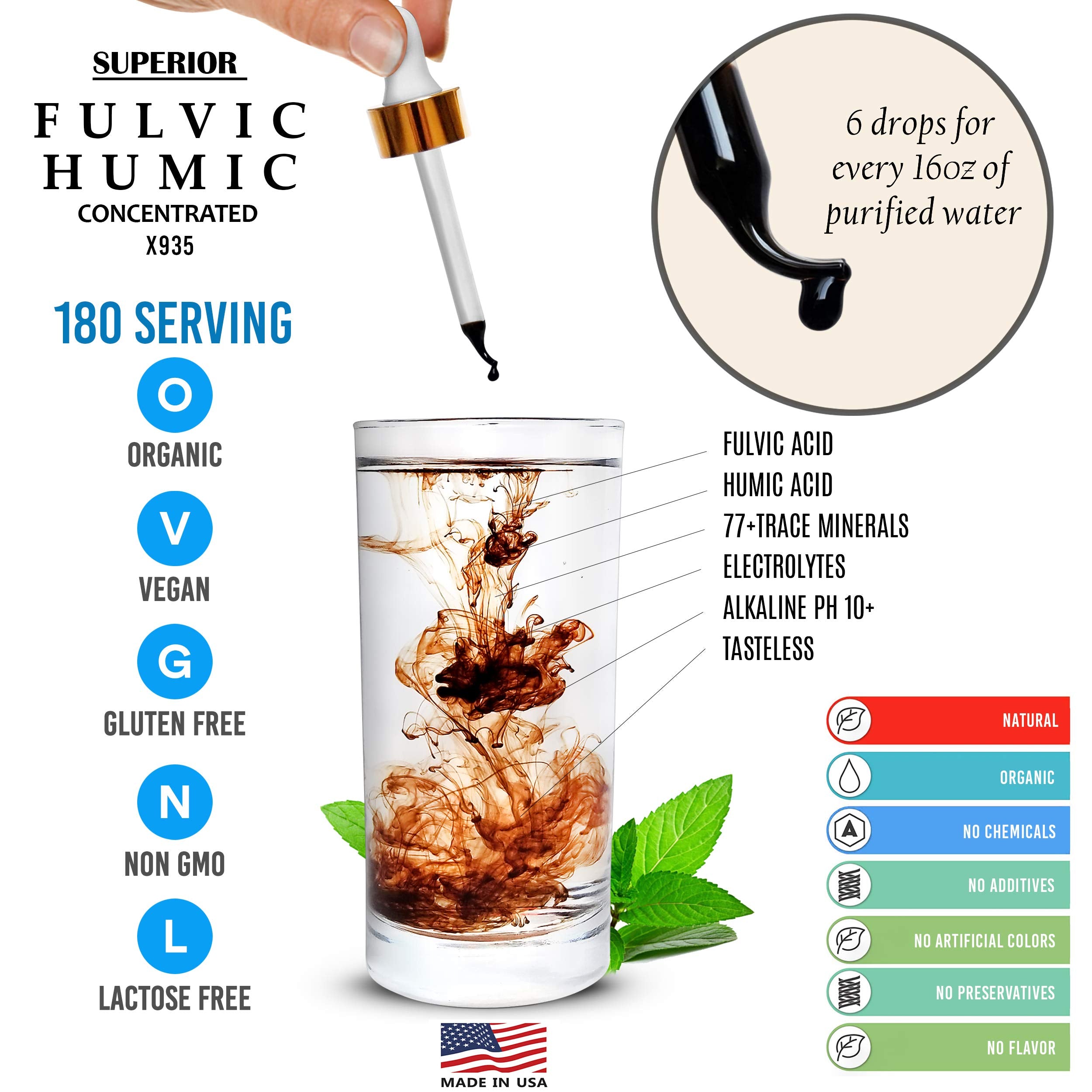 quality FULVIC HUMIC X935 Fulvic Acid Drops 140g bottle with label