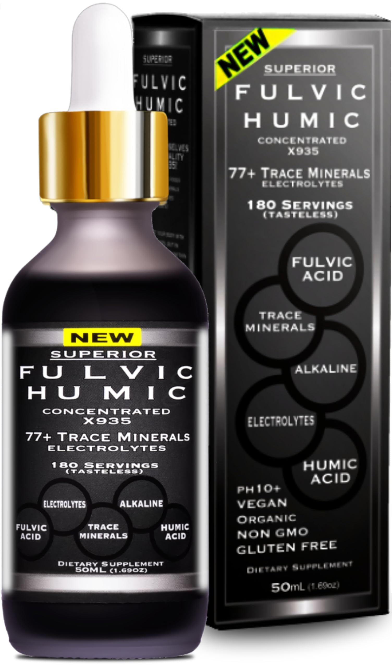 quality FULVIC HUMIC X935 Fulvic Acid Drops 140g front view