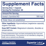 quality Labs Acetyl L-Carnitine 500mg capsule bottle side view