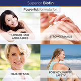quality Labs Biotin Supplement 5000mcg on a wooden table