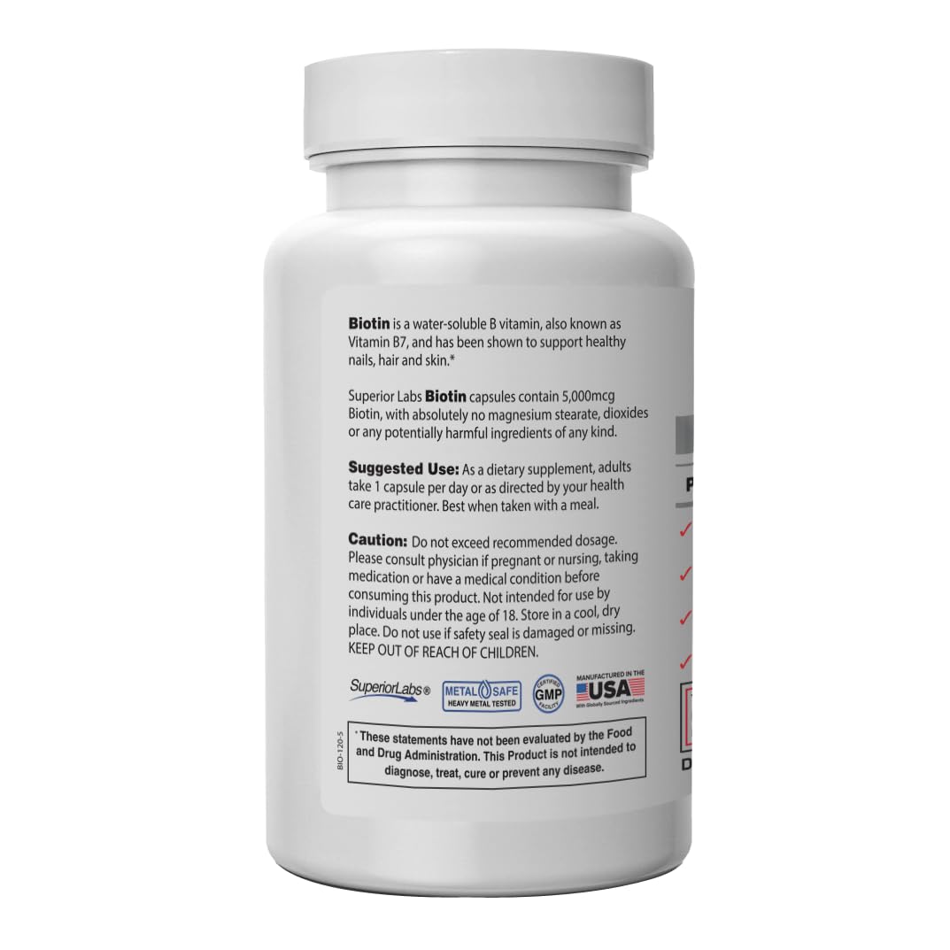 quality Labs Biotin Supplement 5000mcg side view