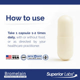 quality Labs Bromelain 500mg supplement capsules on a table