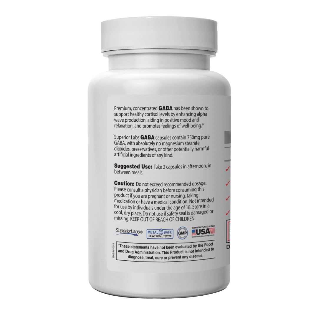 quality Labs GABA Supplement 750mg back view