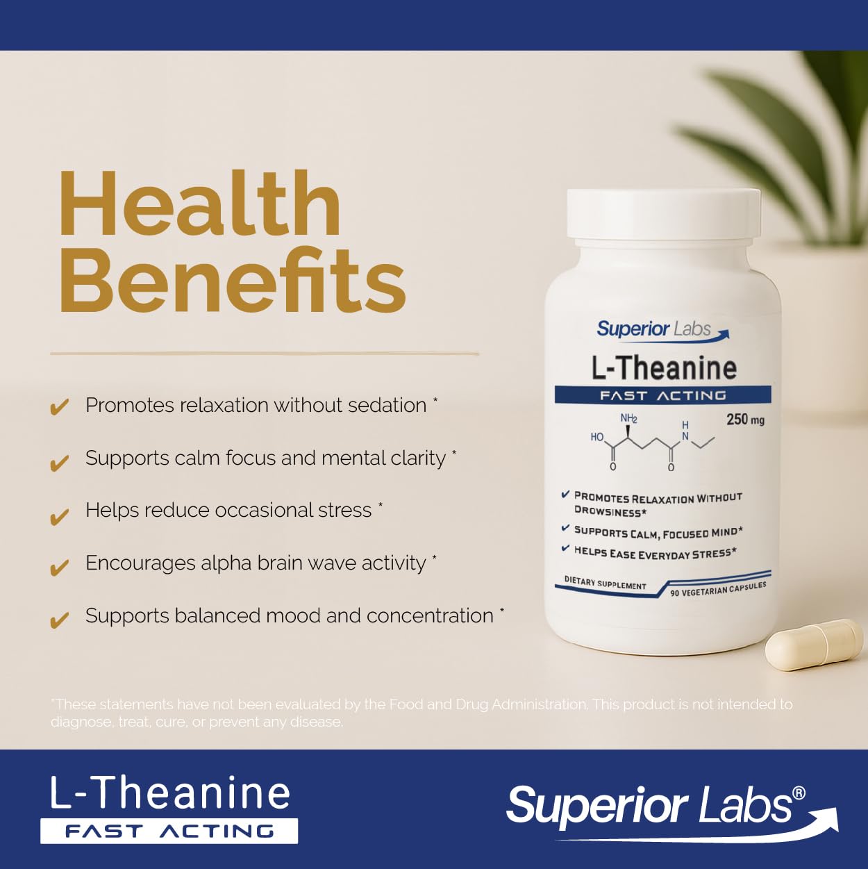 quality Labs L-Theanine 250mg Capsules bottle with label