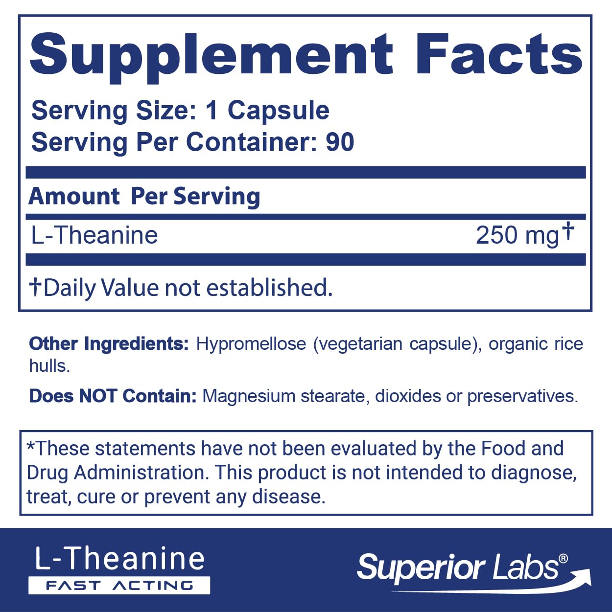 quality Labs L-Theanine 250mg Capsules side view