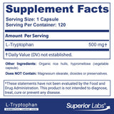 quality Labs L-Tryptophan 500mg dietary supplement side view