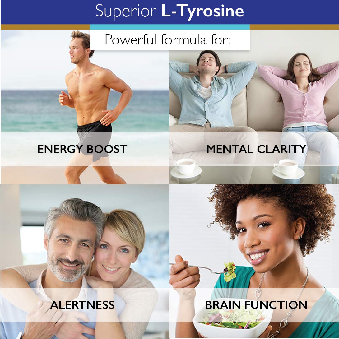 quality Labs L-Tyrosine 500mg supplement on a wooden table