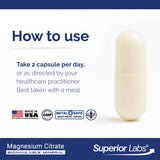 quality Labs Magnesium Citrate 200mg capsules on a wooden table