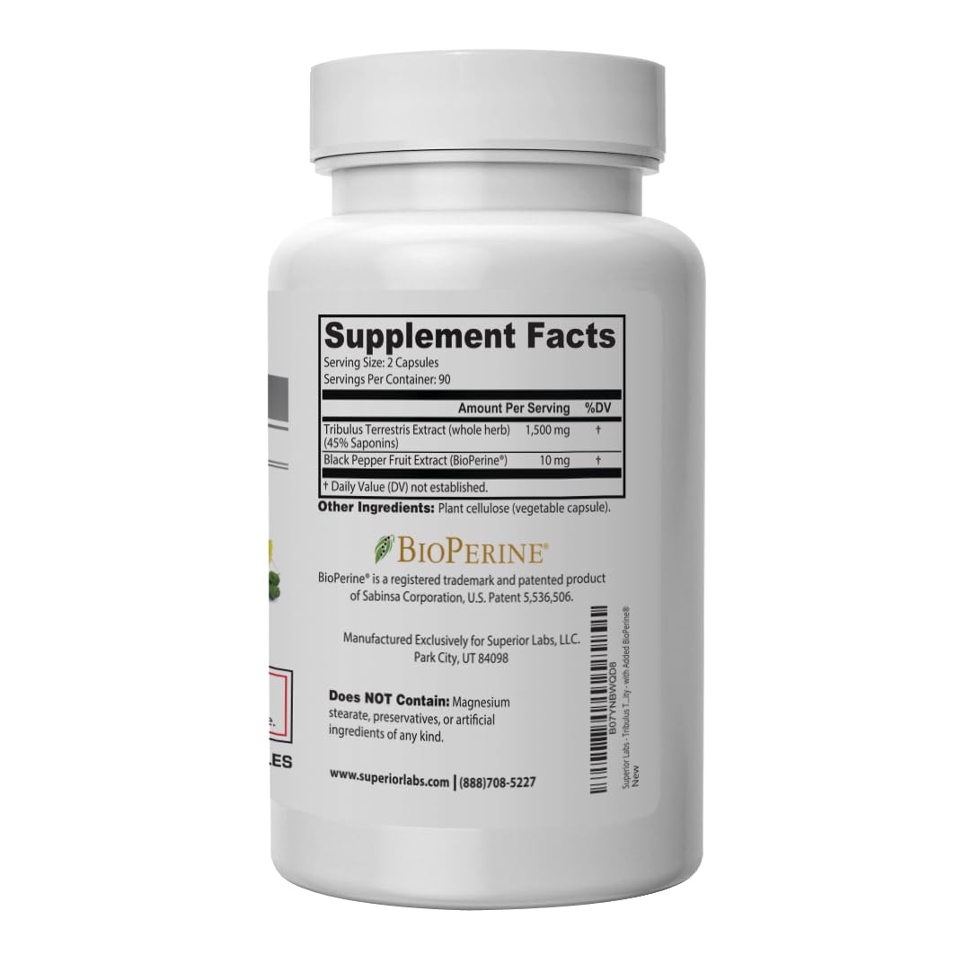 quality Labs Tribulus Terrestris 1500mg supplement side view