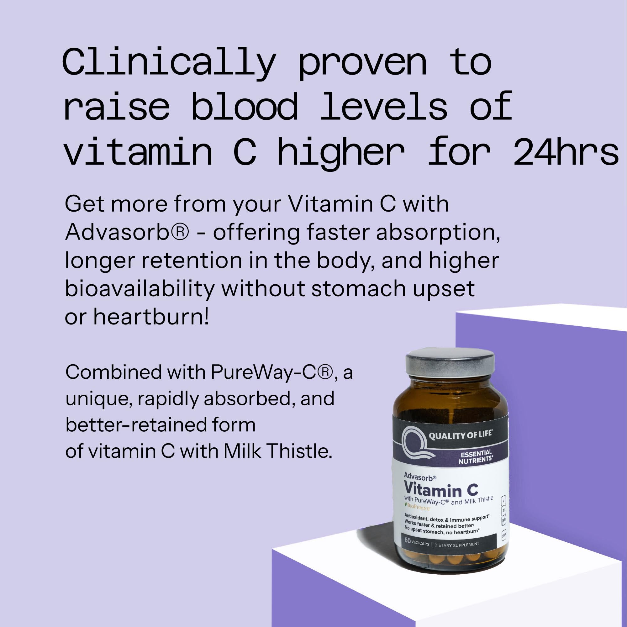 Quality of Life Advasorb Vitamin C Capsules close-up