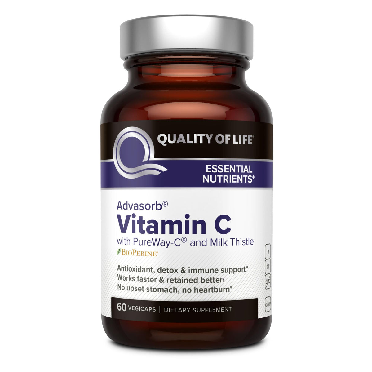 Quality of Life Advasorb Vitamin C Capsules front view